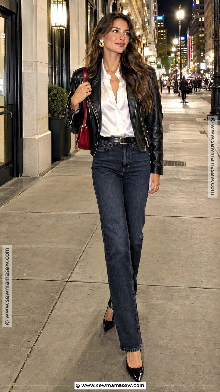 White Shirt And Dark Jeans Night Out Outfit - 20 September Night Out Outfit Ideas