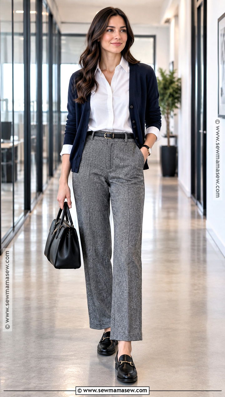 White Shirt and Tweed Pants Fall Office Outfit - 15 2026 Fall Office Outfits