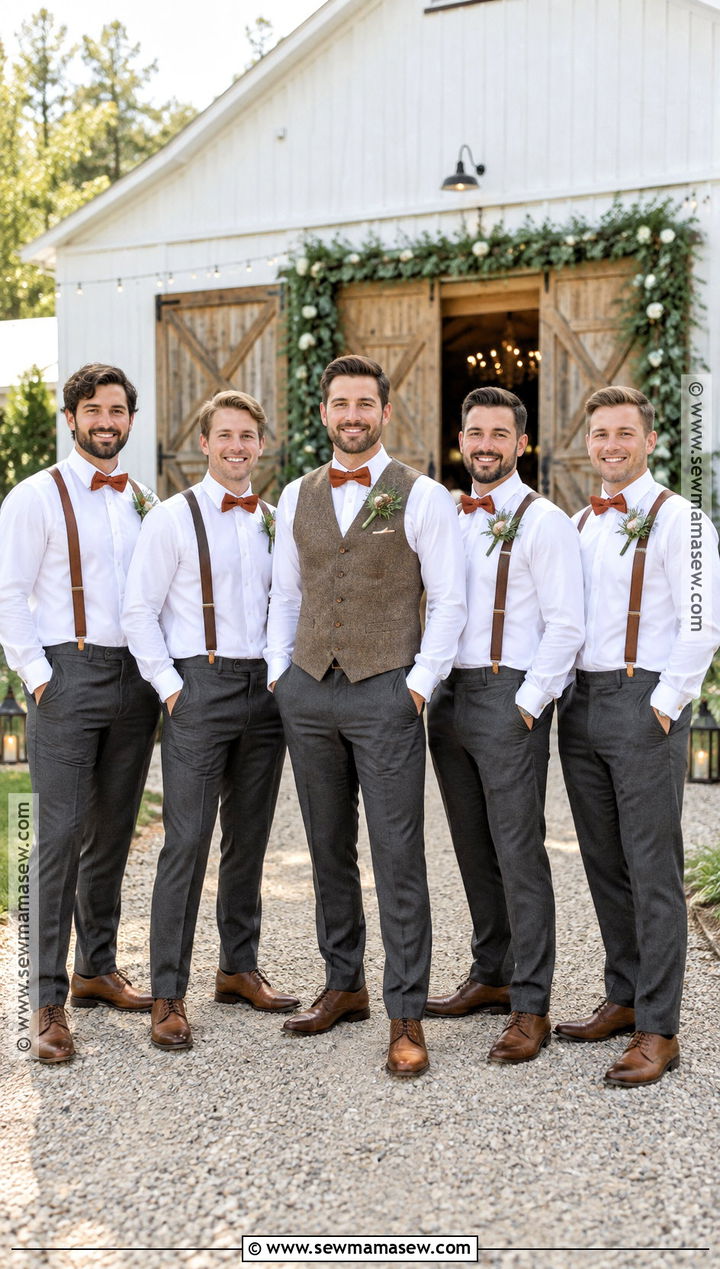 White Shirts With Suspenders And Dress Pants - 15 september groomsmen attire ideas