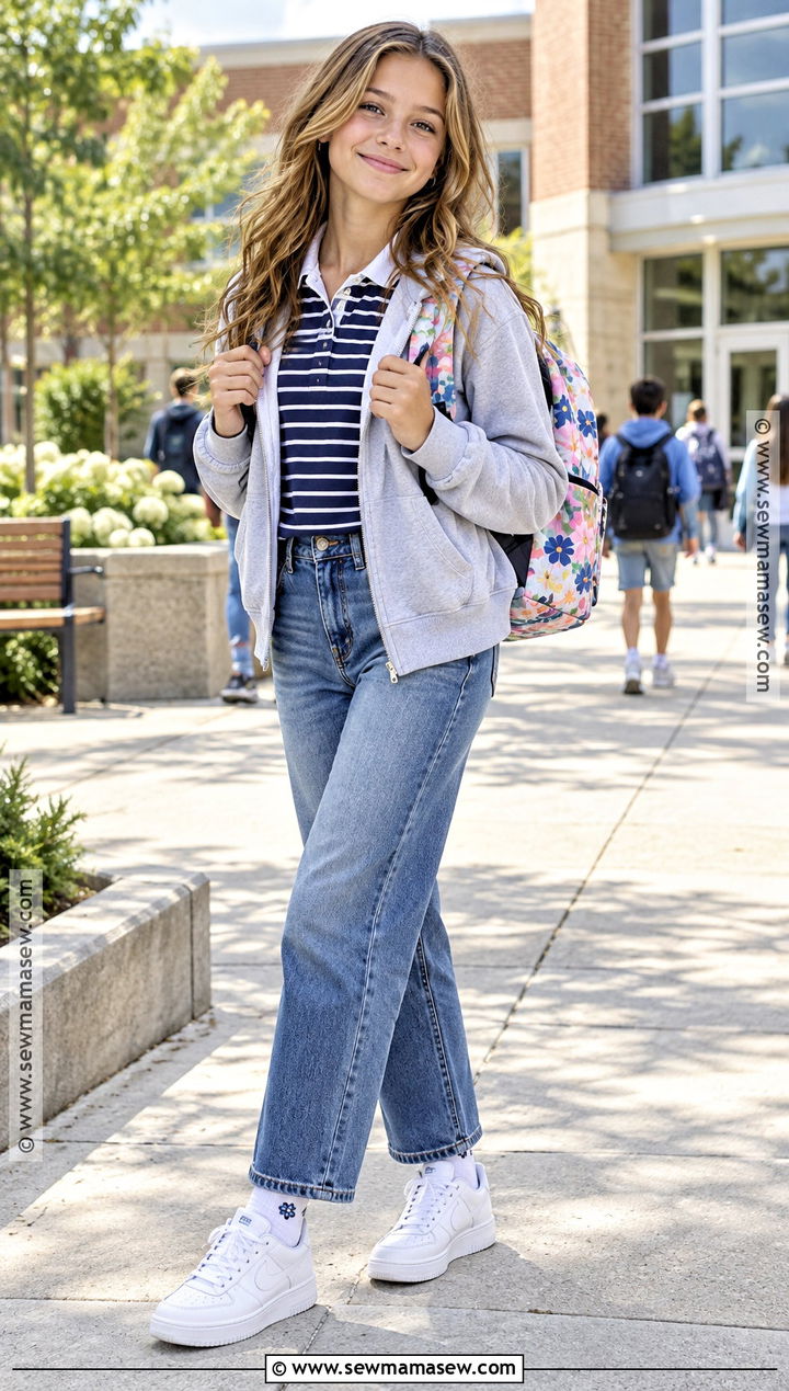 White Sneakers With Jeans And A Polo - 15 girls back to school shoes