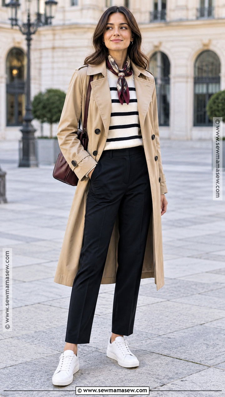 White Sneakers With a Trench Coat - 15 fall sneakers 2026