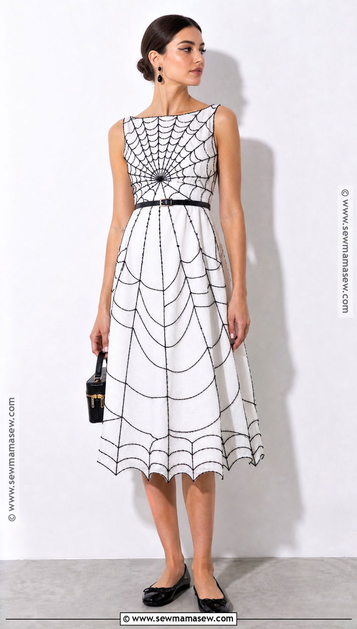 White Spider Web Dress With Black Accessories - 30 spider web dress ideas