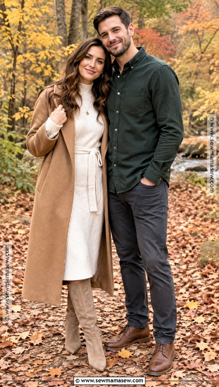 White Sweater Dress Fall Engagement Photo Outfit - 15 fall outfits engagement photos