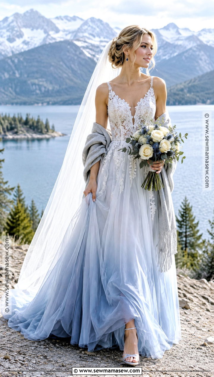 White To Dusty Blue Ombre Wedding Dress - 15 fall ombre wedding dress ideas