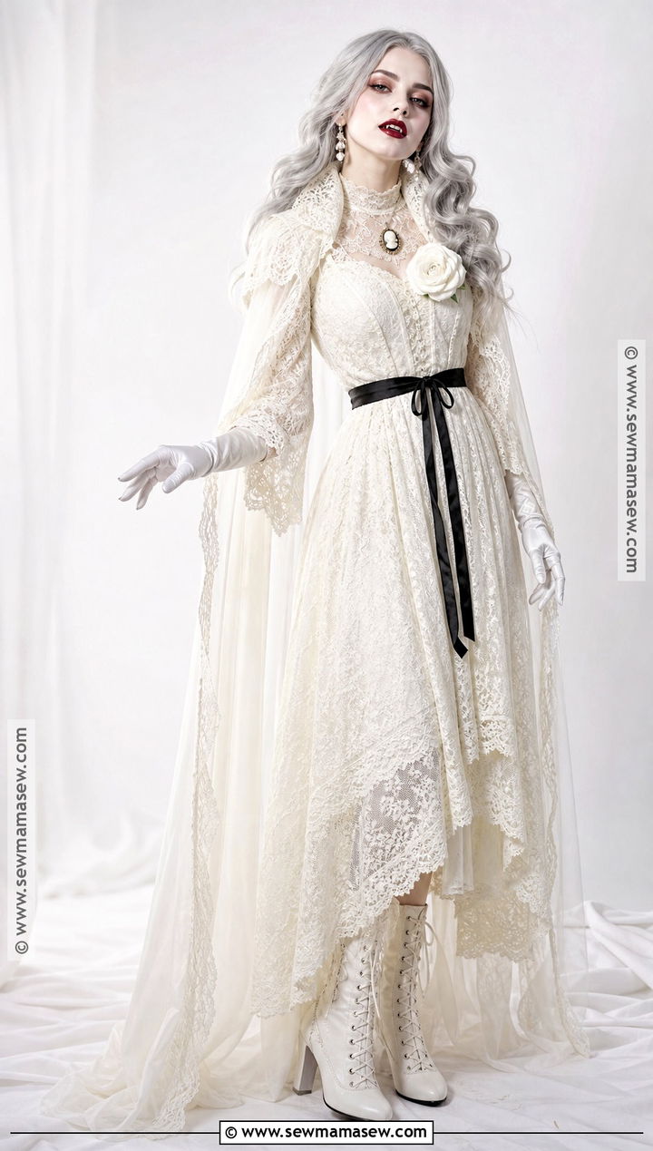 White Vampire Costume With Lace Cape - 30 vampire costume inspo ideas for women
