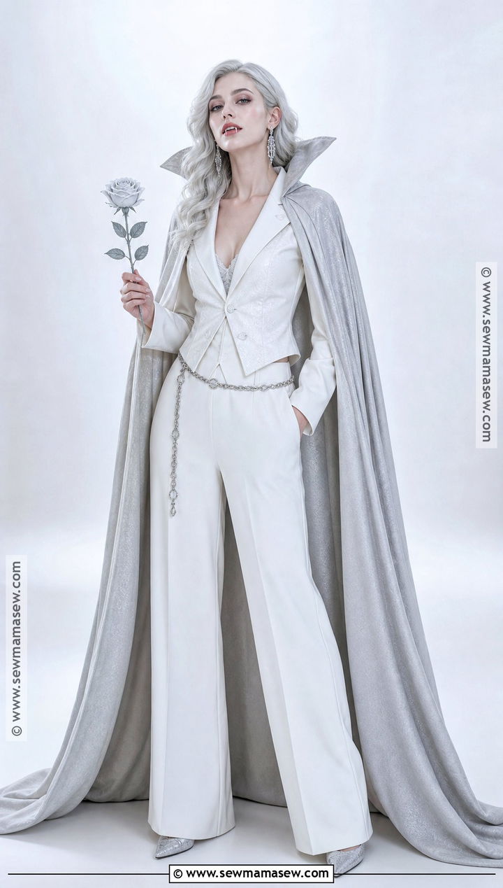 White Vampire Costume With Silver Details - 50 vampire costume ideas