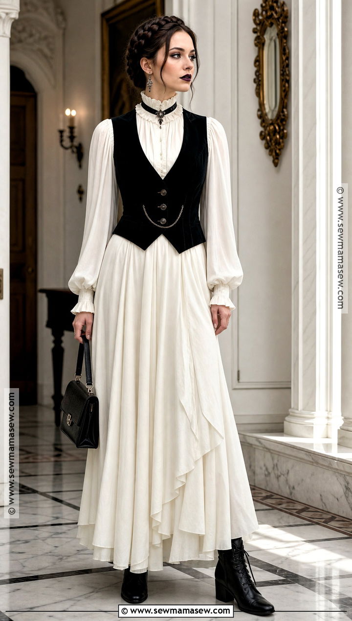 White Vampire Outfit With Black Accessories - 30 female vampire outfit ideas