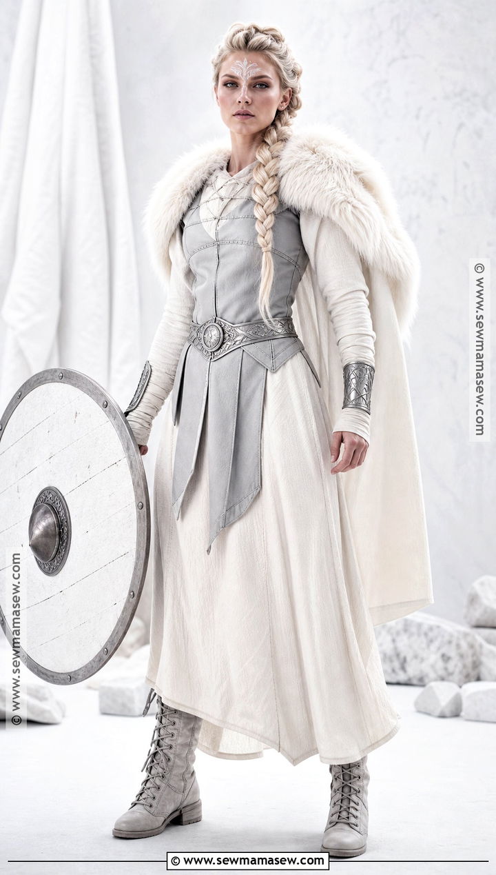 White Winter Viking Warrior Woman Costume - 30 viking warrior woman costumes