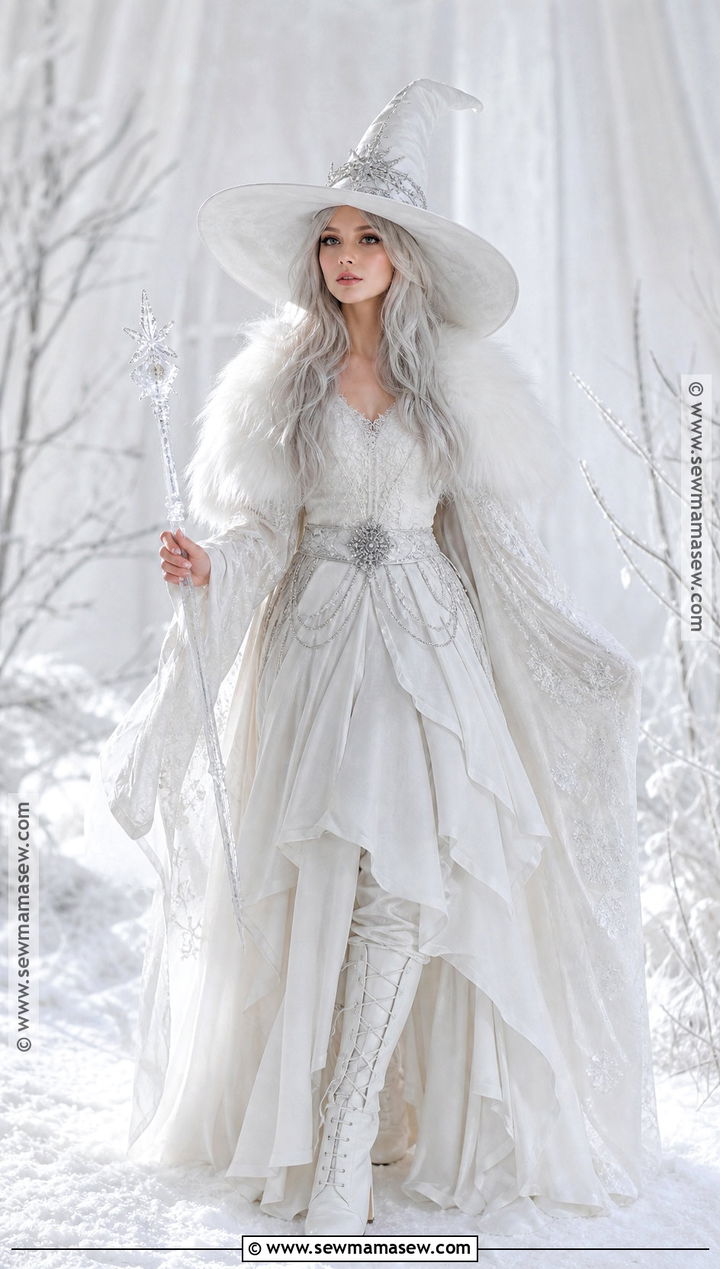 White Winter Witch Costume - 40 witch costumes for women