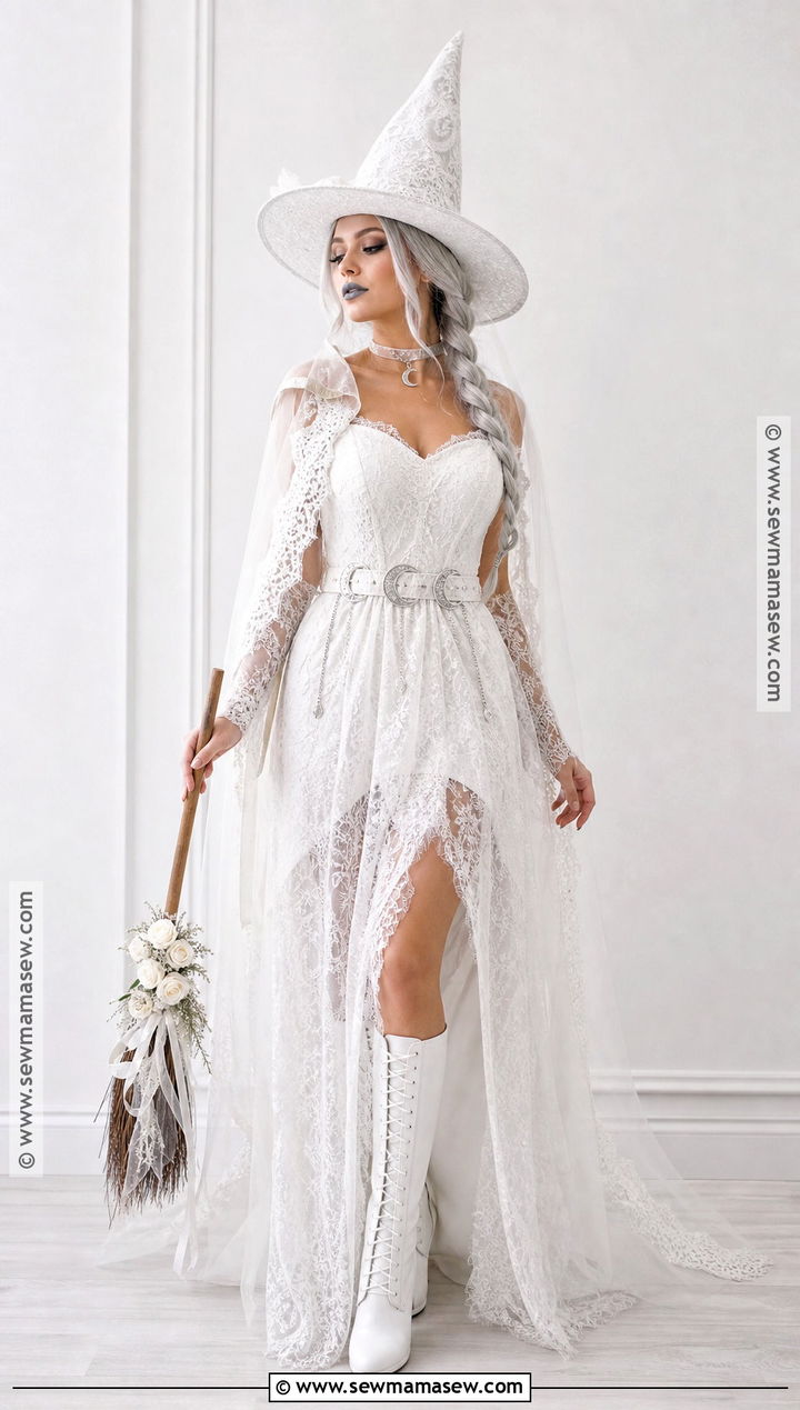 White Witch Costume With Pointed Hat - 30 White Dress Costume Ideas