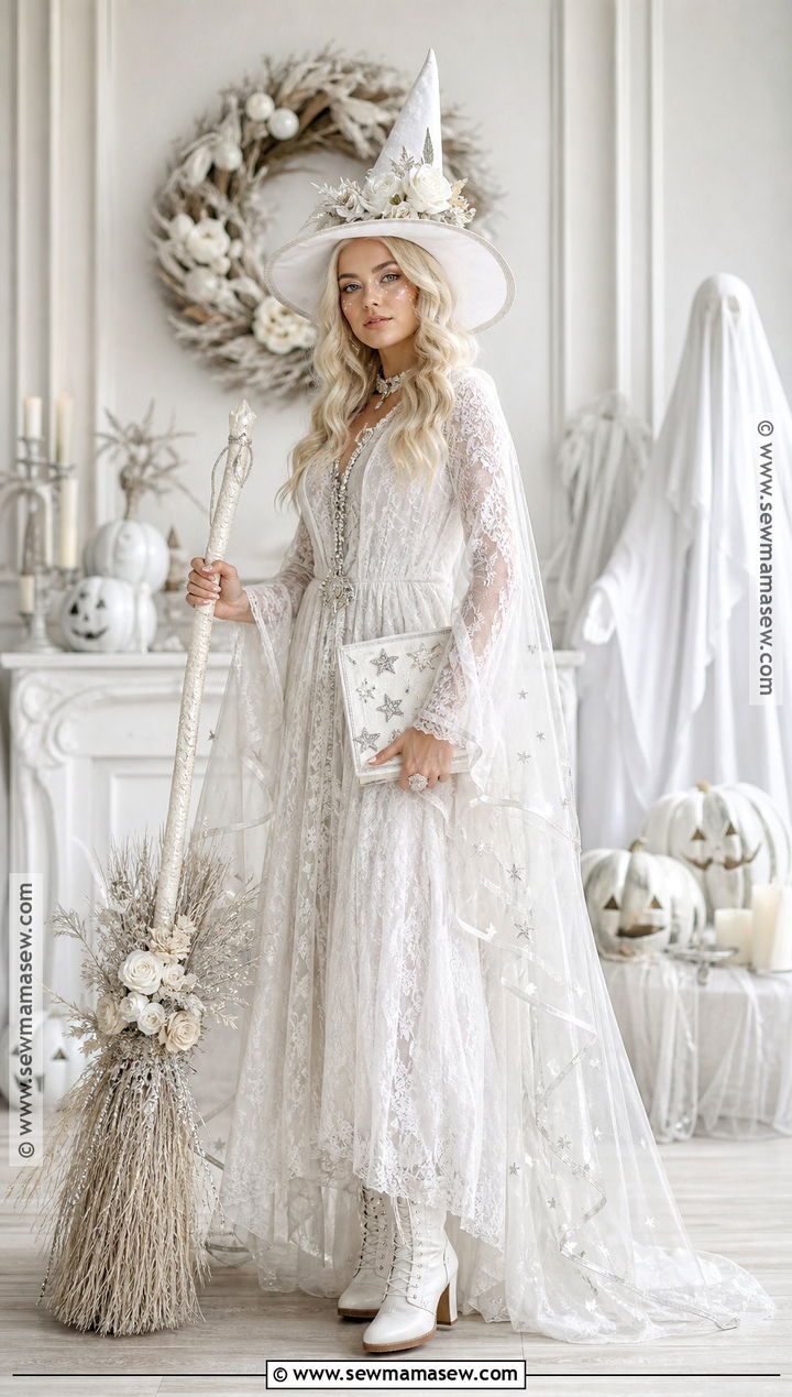 White Witch Costume With Pointed Hat - 30 white costume ideas for women