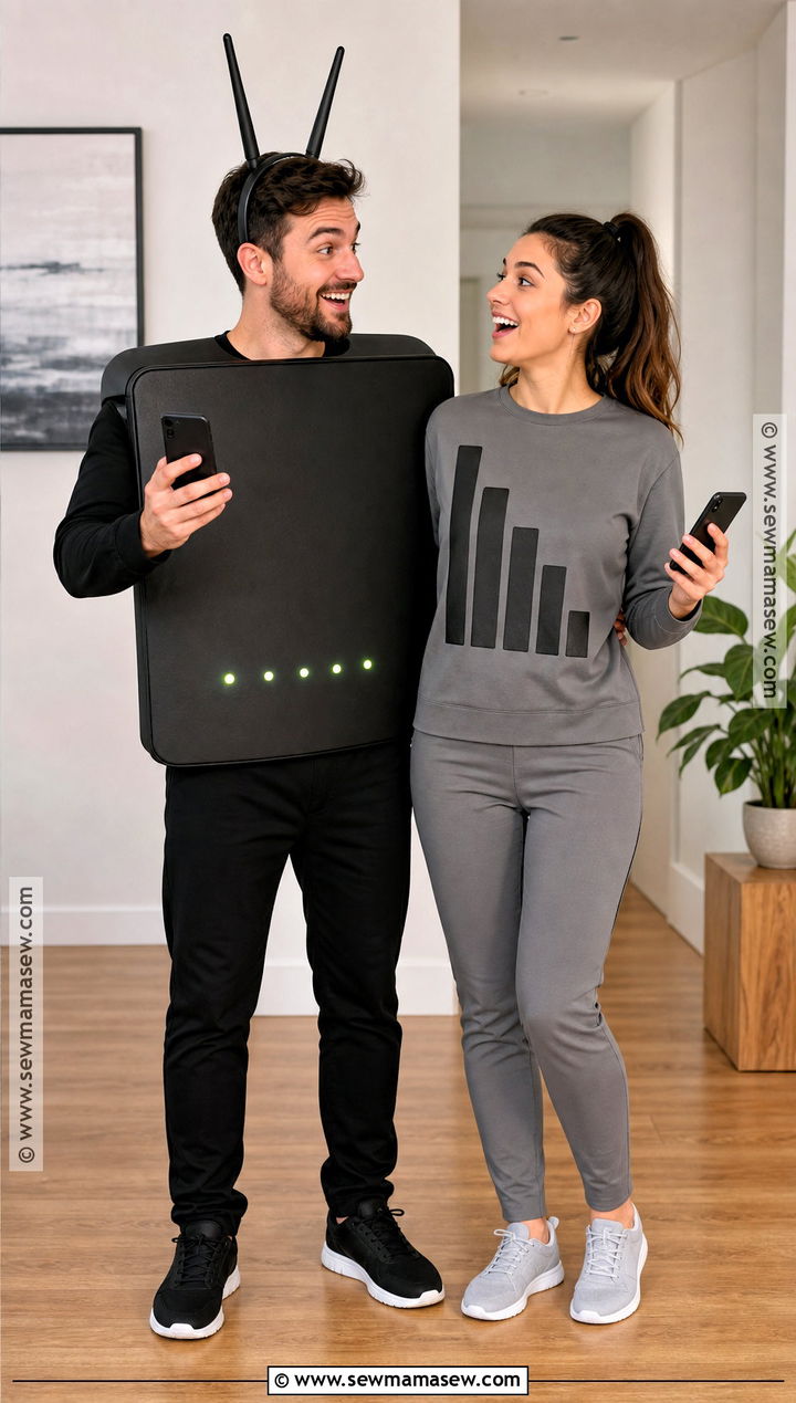 Wi Fi Router And No Signal Couple Costume - 30 Unique Couples Halloween Costume Ideas Funny