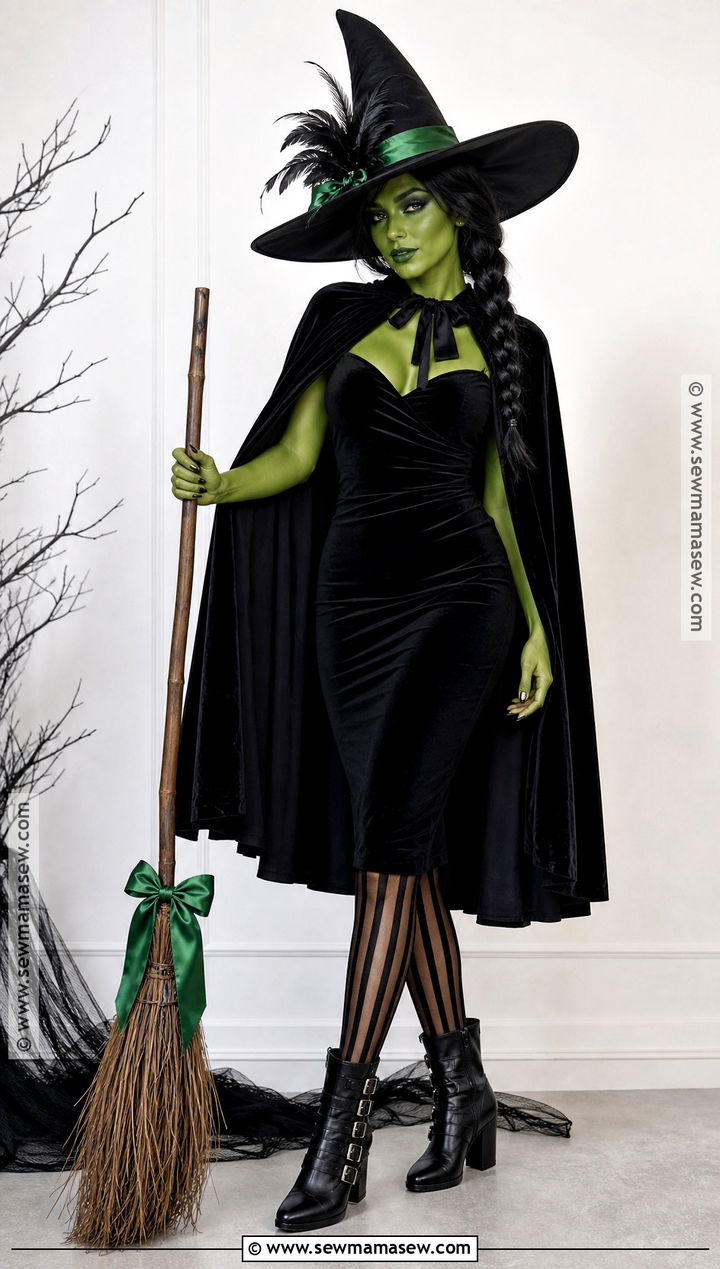 Wicked Witch Costume With Feathered Hat - 30 bad witch wizard of oz costume ideas
