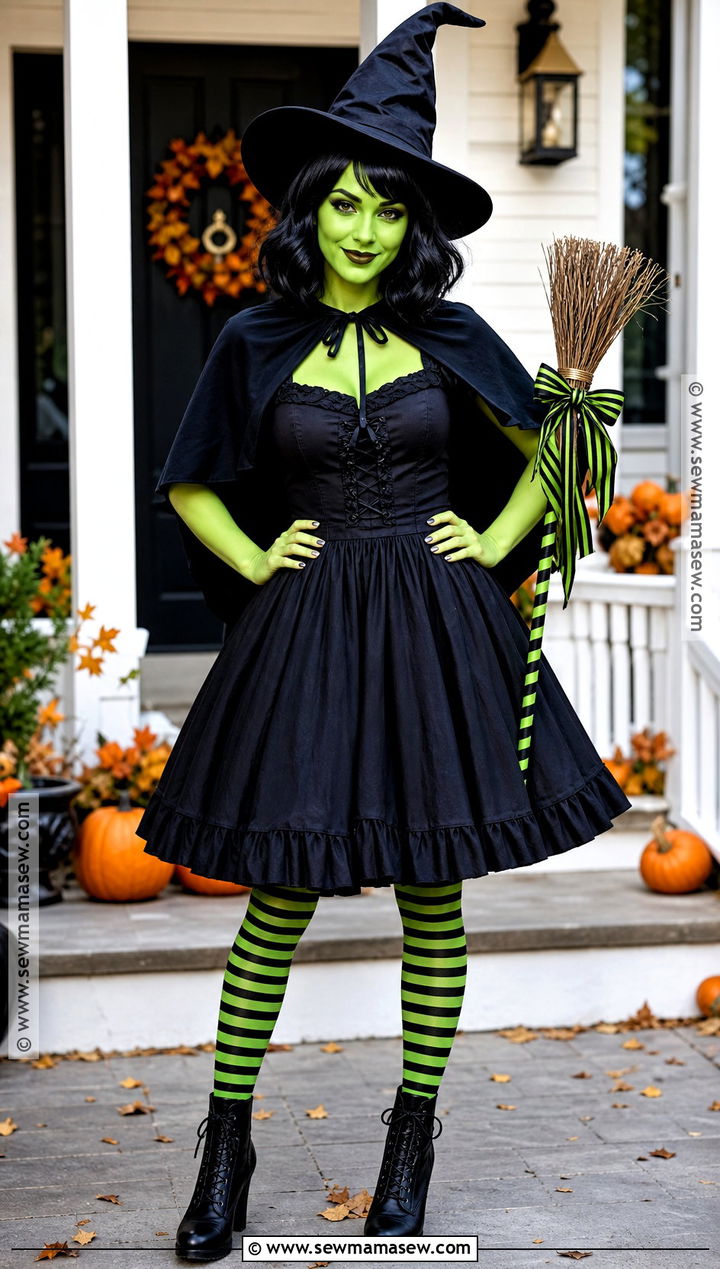Wicked Witch Costume With Striped Tights - 30 bad witch wizard of oz costume ideas