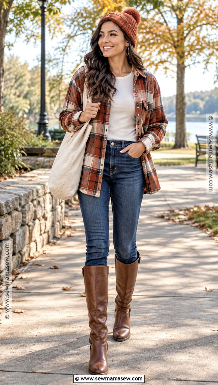 Wide Calf Boots With Shacket And Jeans - 15 fall boots wide calf