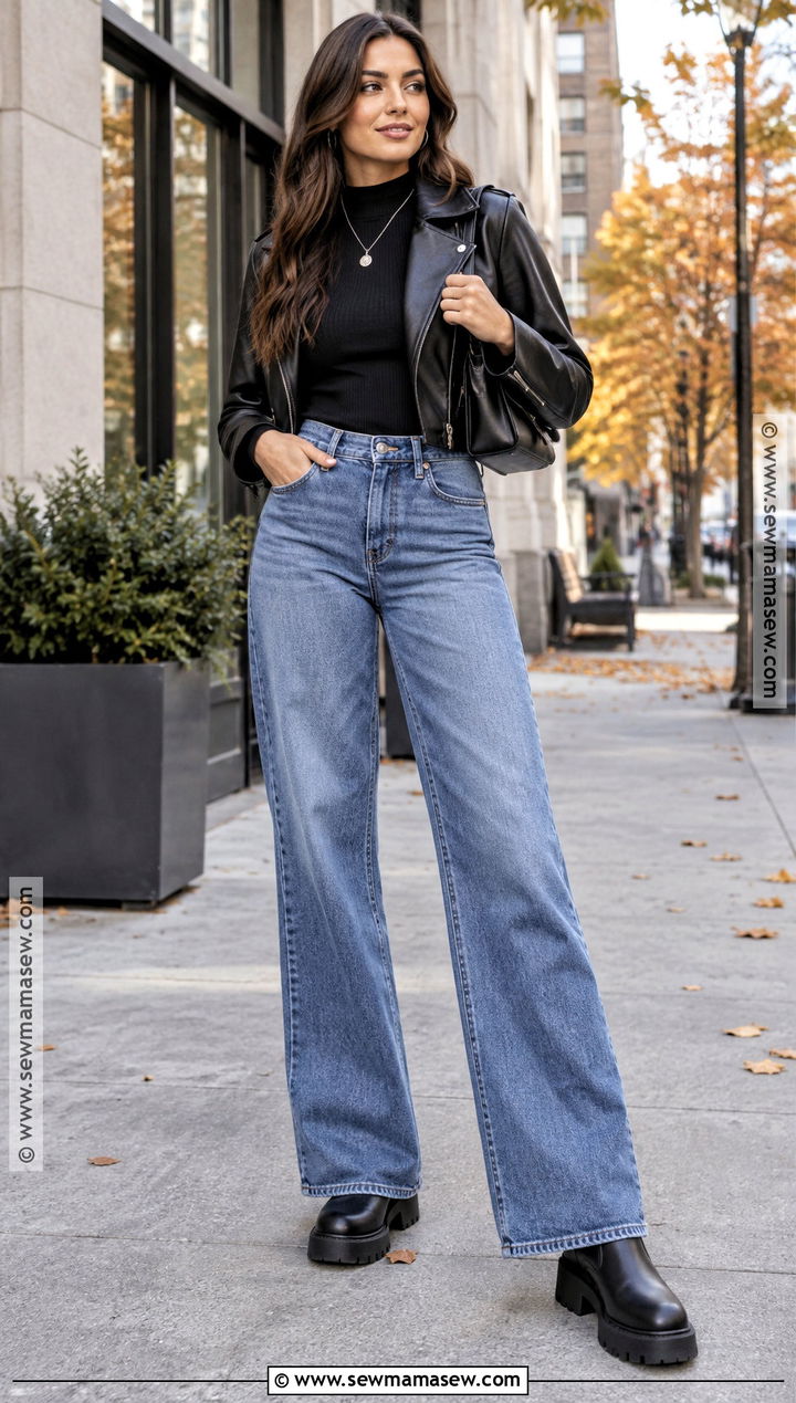 Wide Leg Jeans And Platform Chelsea Boots - 20 Chelsea Boots Outfit Women Fall