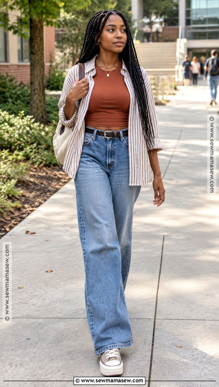 Wide Leg Jeans Back to School Outfit - 15 back to school outfits for black women 2026