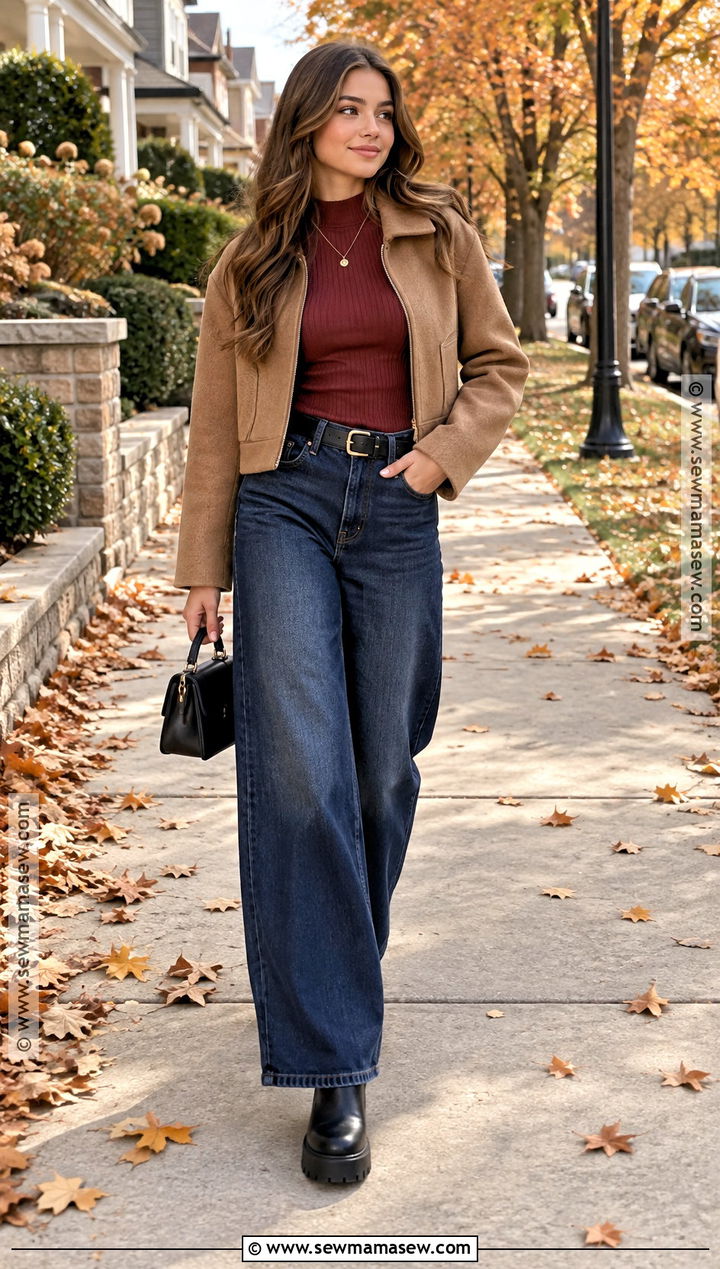 Wide Leg Jeans Thanksgiving Outfit - 20 Thanksgiving Outfit Ideas for Teens