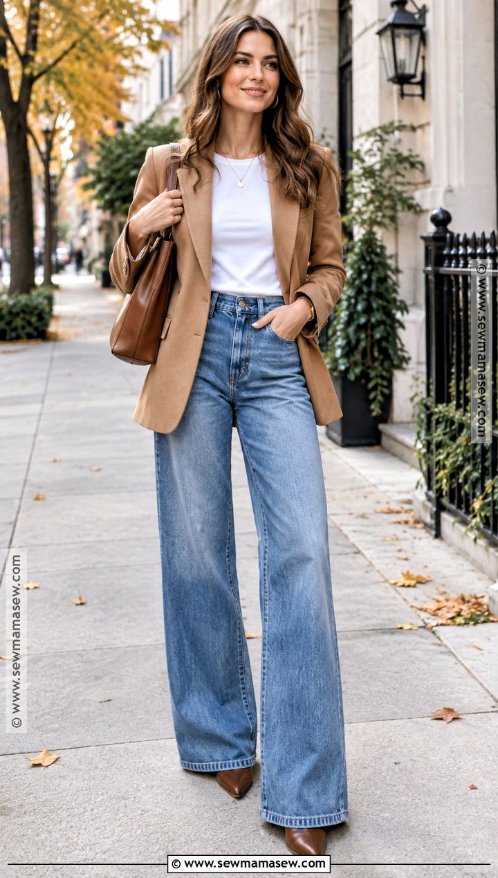 Wide Leg Jeans With Blazer - 15 Fall Outfits 2026 Jeans