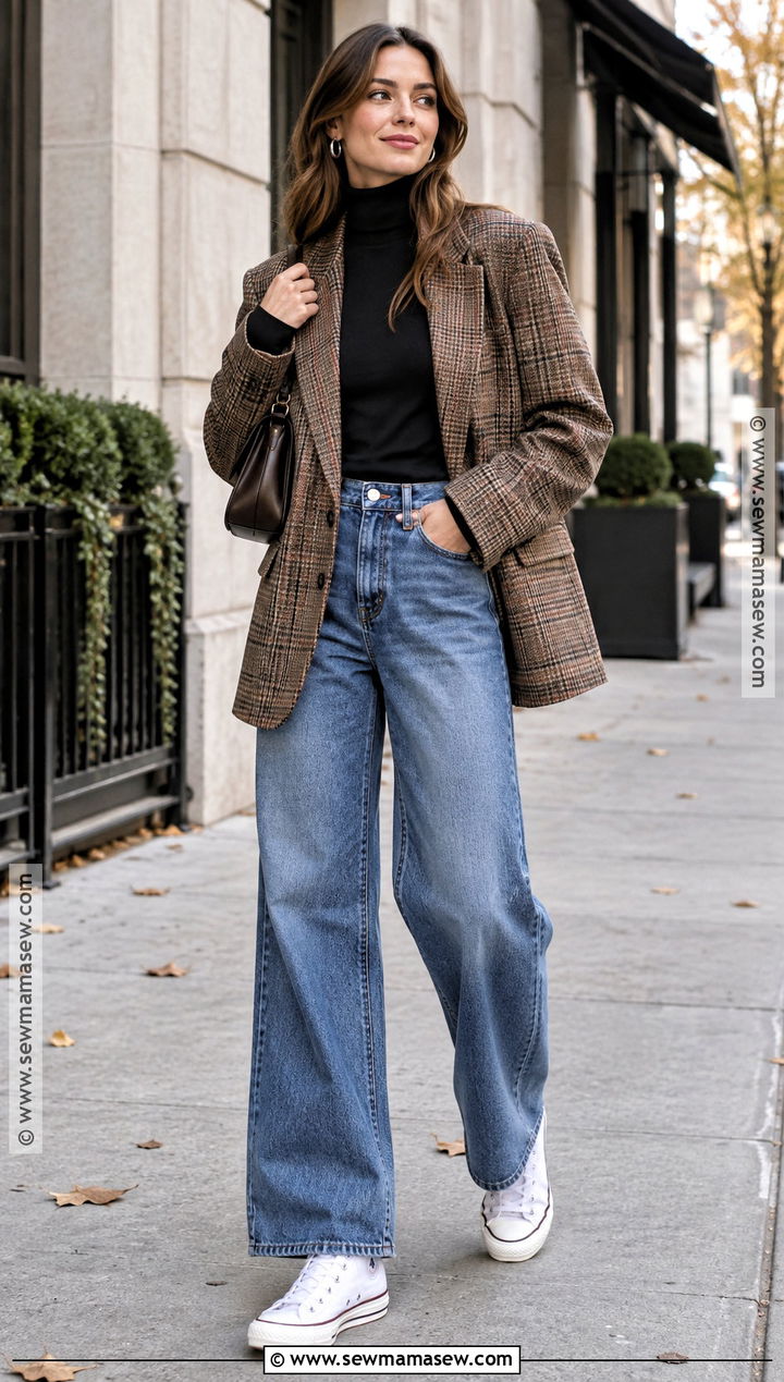 Wide Leg Jeans With High Top Converse - 15 Fall Outfits With High Top Converse
