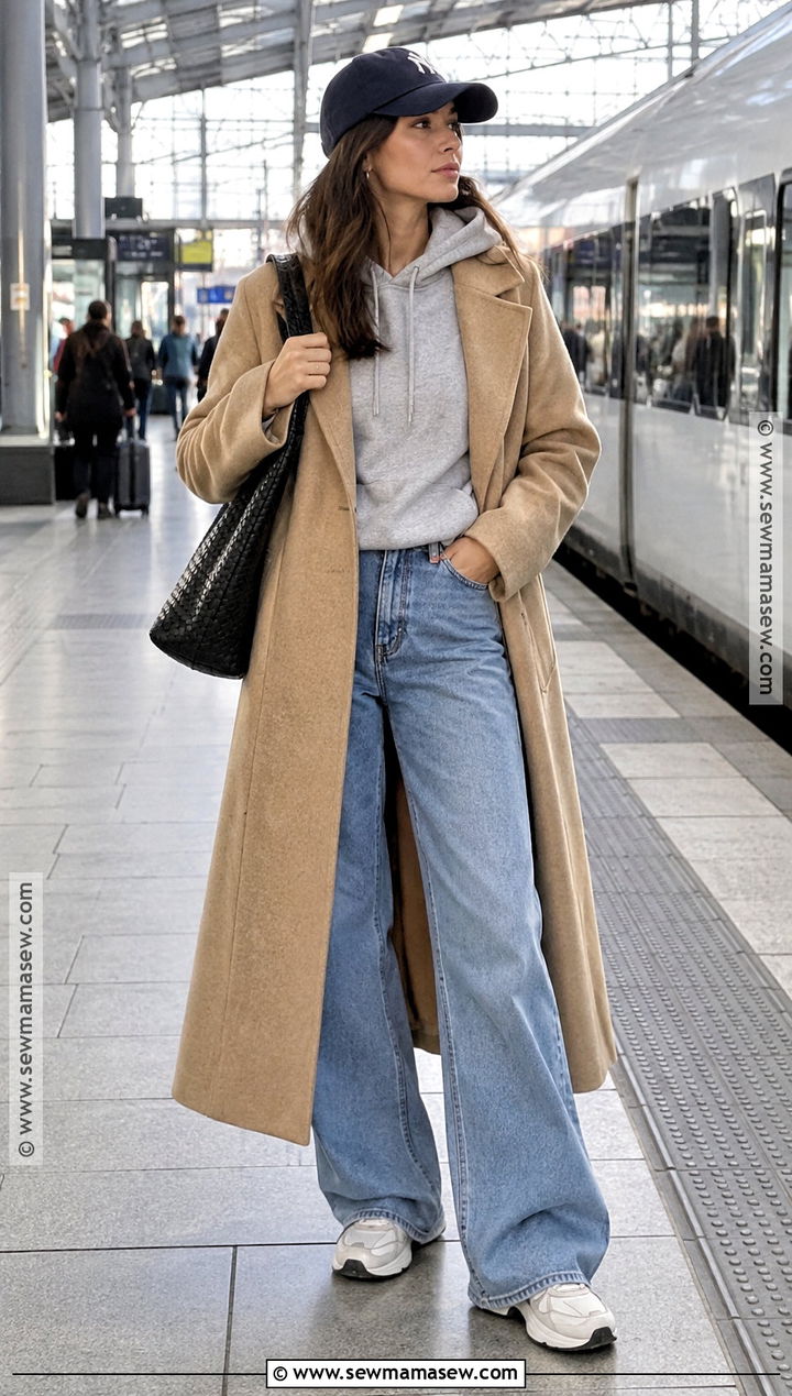 Wide Leg Jeans With Hoodie And Wool Coat - 15 Wide Leg Jeans Outfit Fall 2026
