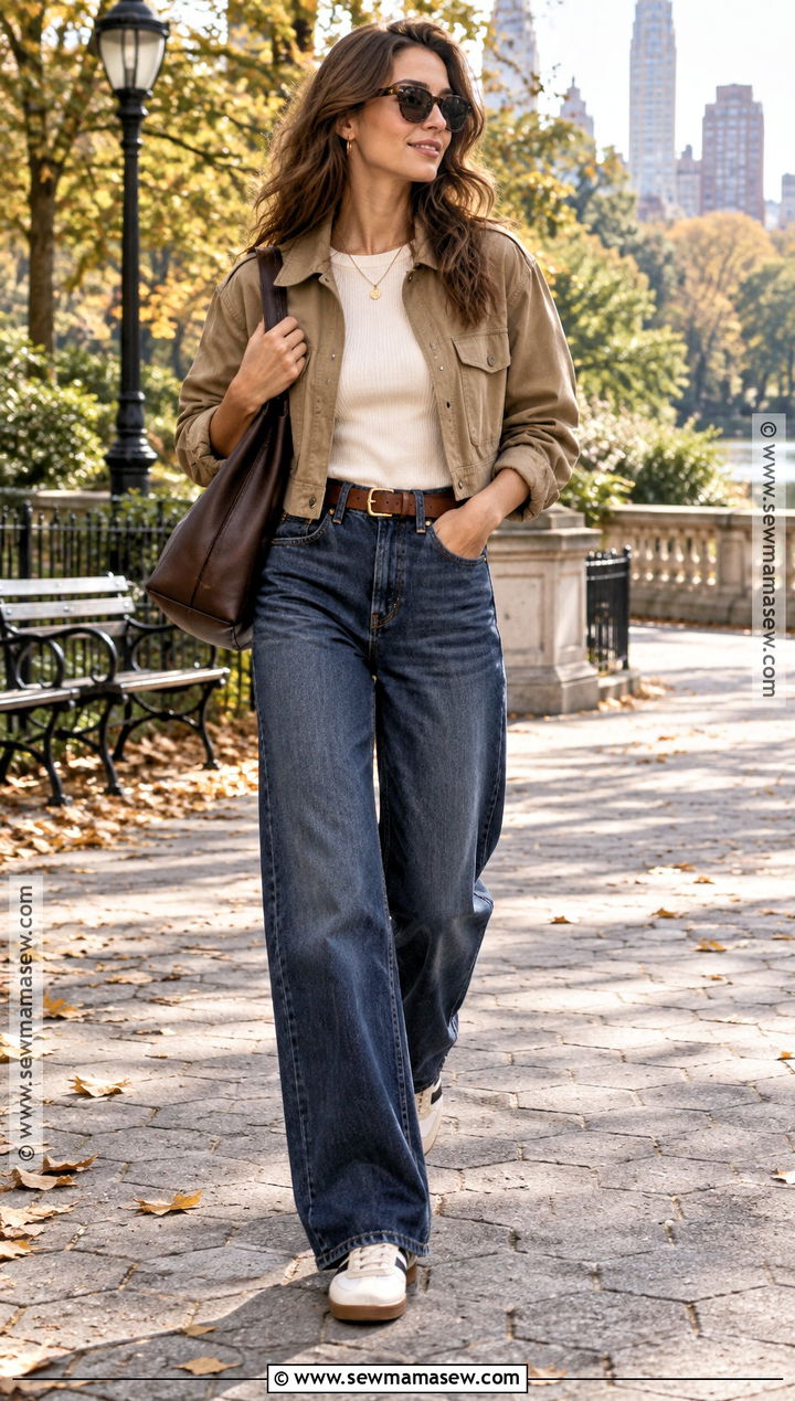 Wide Leg Jeans With Utility Jacket - 20 autumn pants