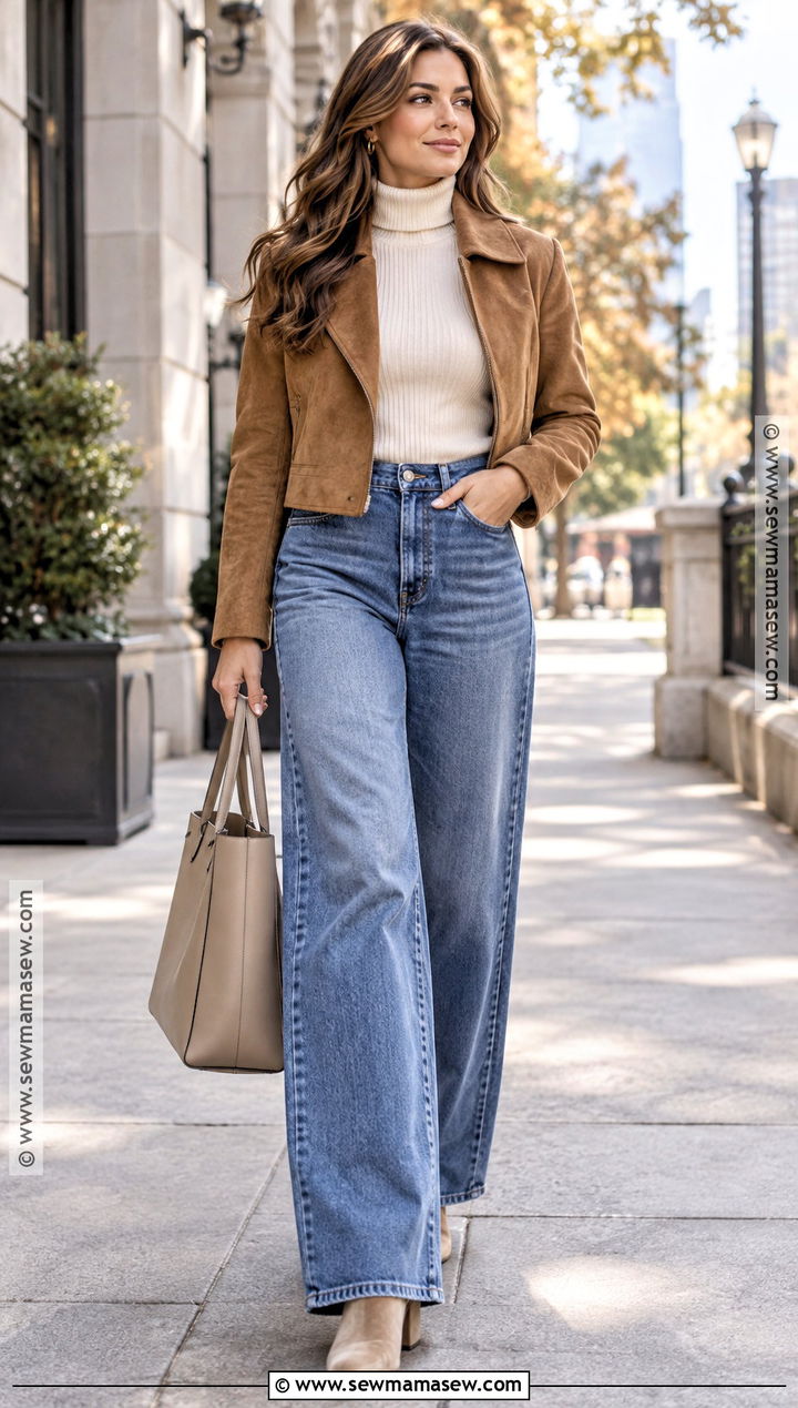 Wide Leg Jeans and Beige Ankle Boots - 15 Beige Ankle Boots Fall