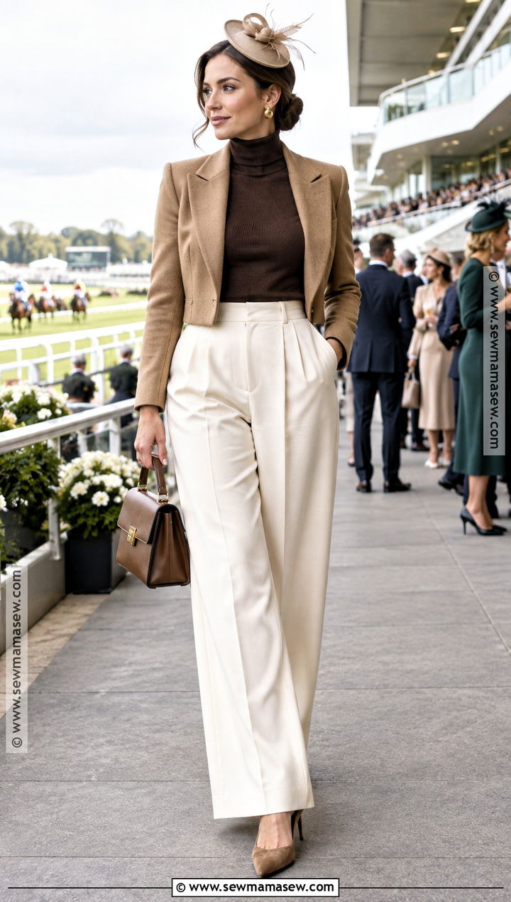 Wide Leg Pants And Blazer Fall Horse Race Outfit - 20 Fall Horse Race Outfit Ideas