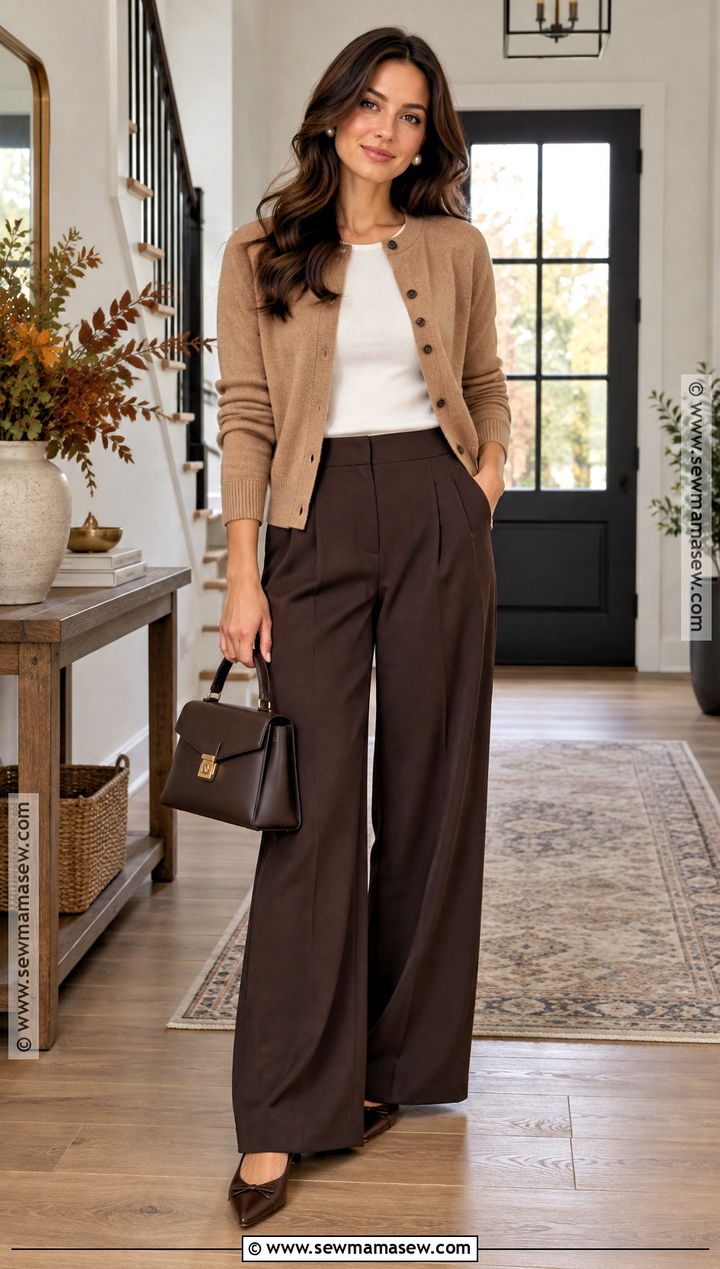 Wide Leg Pants And Cardigan Church Outfit - 15 fall church outfits
