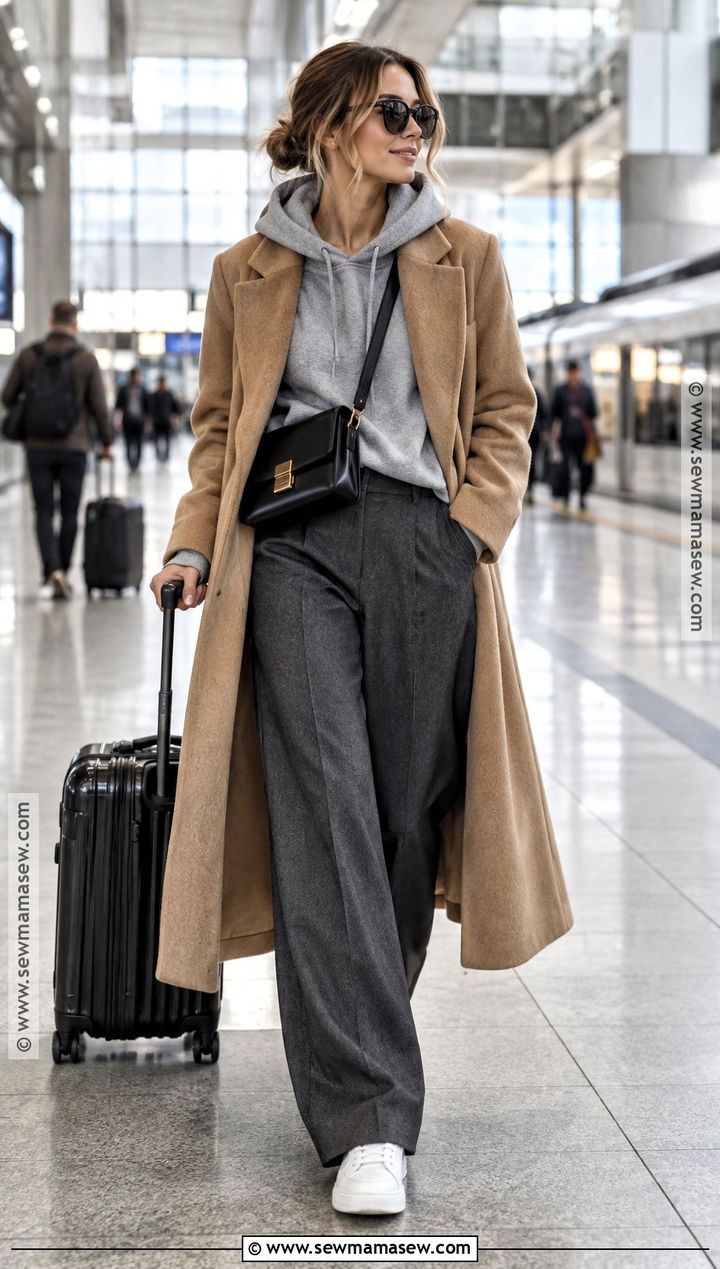 Wide Leg Pants With Hoodie And Wool Coat - 20 wide leg pants fall outfit