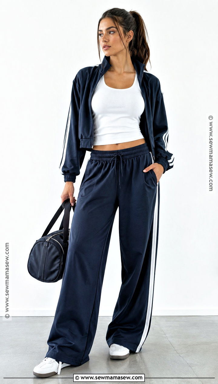 Wide Leg Track Pants Fall Gym Outfit - 20 fall gym outfits for women