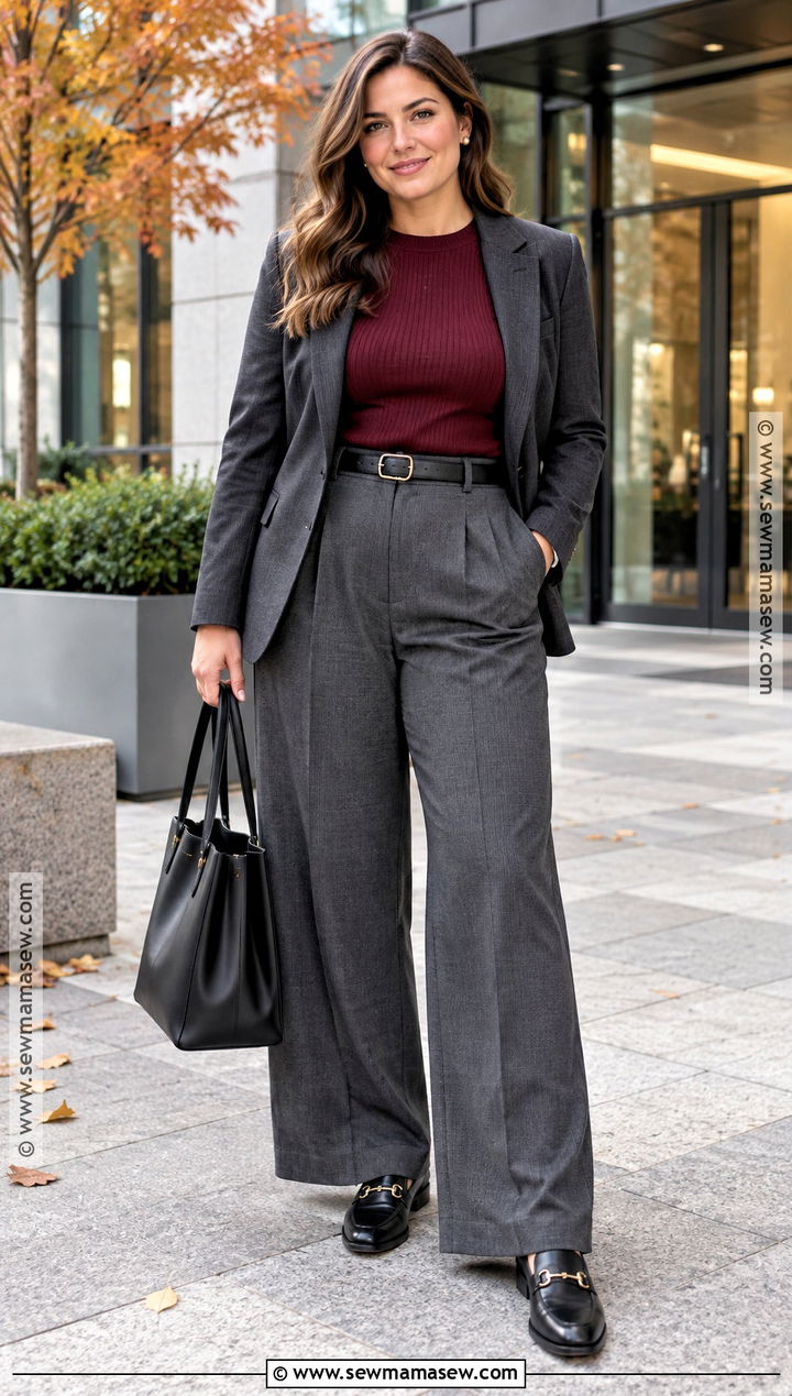 Wide Leg Trousers And Horsebit Loafers - 15 fall outfits 2026 loafers