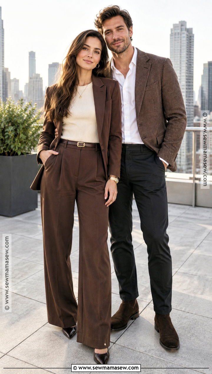 Wide Leg Trousers Fall Engagement Outfit - 15 Outfits For Fall Engagement Pictures