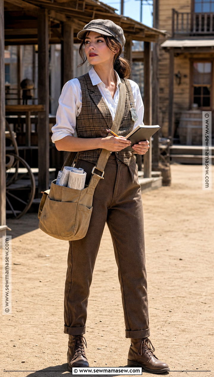 Wild West Newspaper Reporter Costume With Press Bag - 30 wild west costume ideas for women