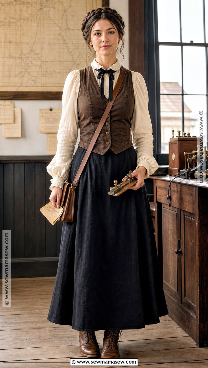 Wild West Telegraph Operator Costume With Satchel - 30 wild west costume ideas for women