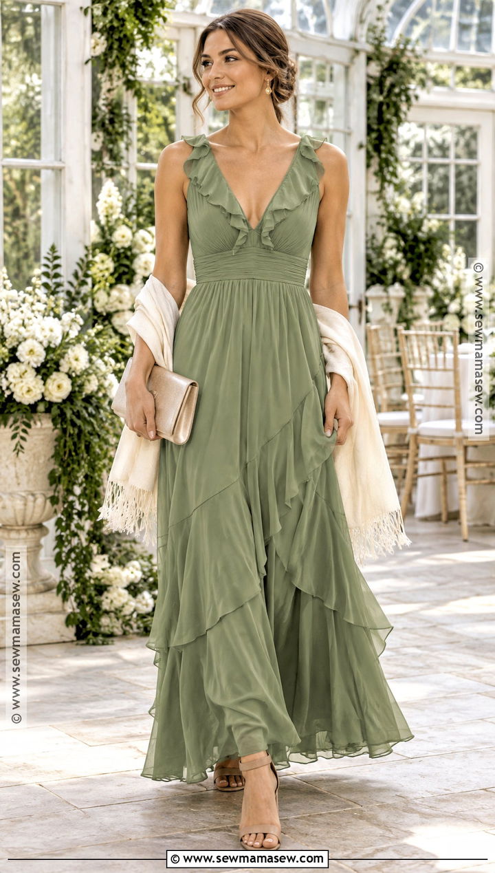 Willow Green Ruffle Bridesmaid Dress - 15 Green Bridesmaid Dresses Autumn