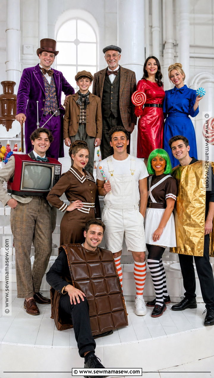 Willy Wonka Chocolate Factory Group Costume - 30 group halloween costumes for 10 people