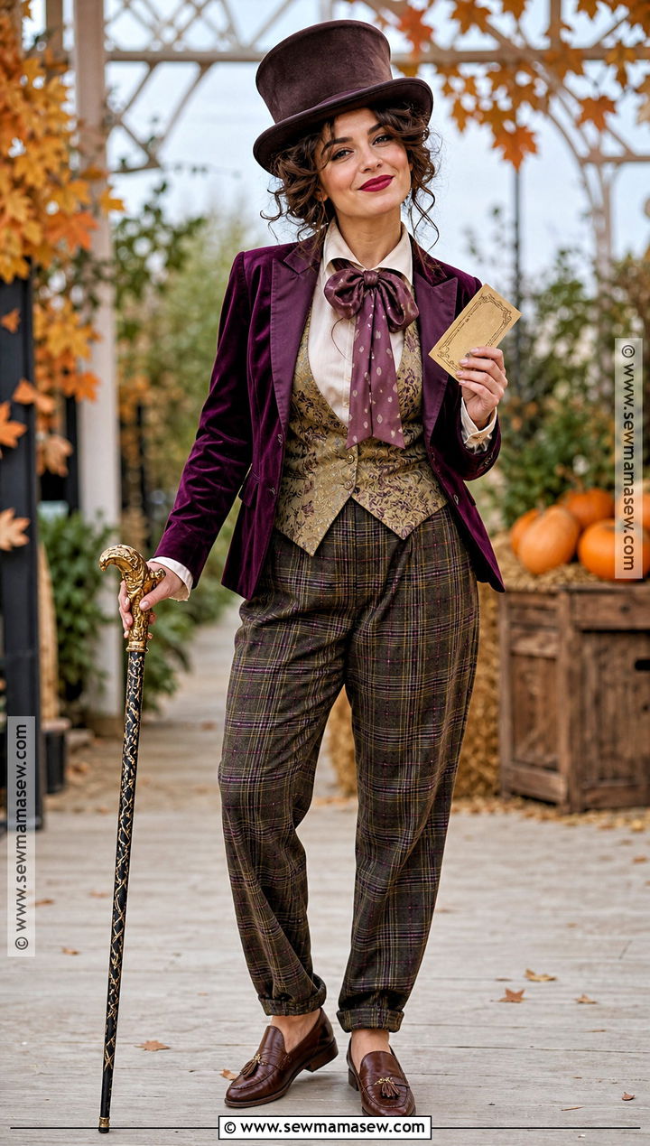 Willy Wonka Costume With Plaid Trousers - 35 Willy Wonka Costume Ideas for Women