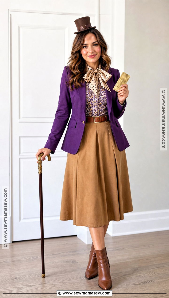Willy Wonka Costume With Purple Blazer And Skirt - 35 Willy Wonka Costume Ideas for Women