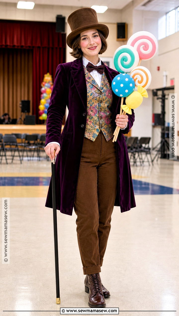Willy Wonka Costume With Purple Coat - 30 teacher book week costume ideas