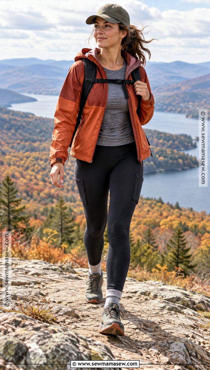 Windbreaker And Black Leggings Outfit - 15 womens fall hiking outfits