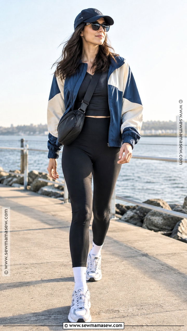 Windbreaker And Leggings Sporty Fall Outfit - 20 fall outfits sporty