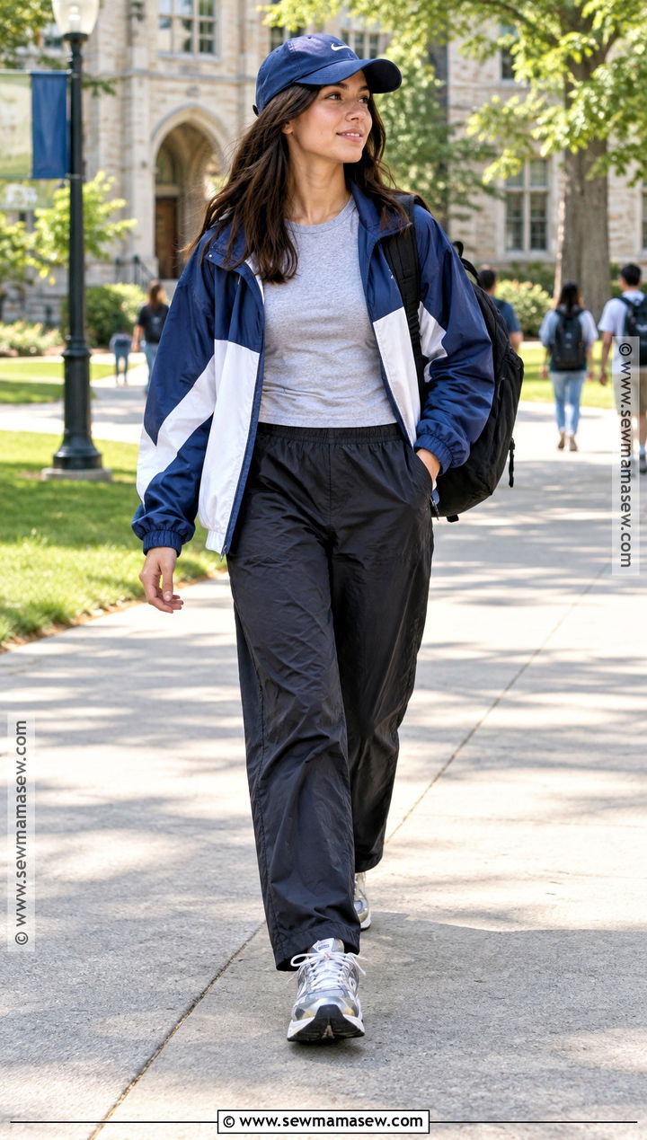 Windbreaker And Nylon Pants Streetwear Outfit - 20 back to school outfits streetwear