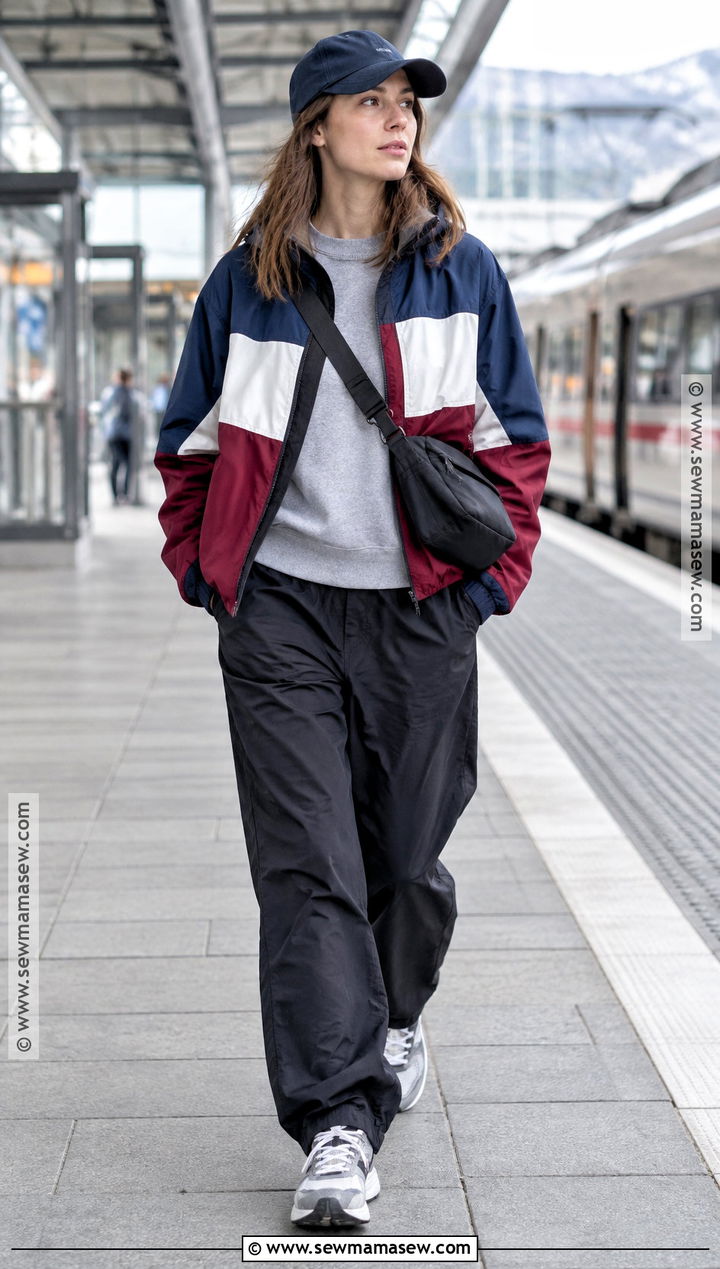 Windbreaker And Relaxed Trousers Autumn Streetwear Outfit - 20 autumn streetwear ideas