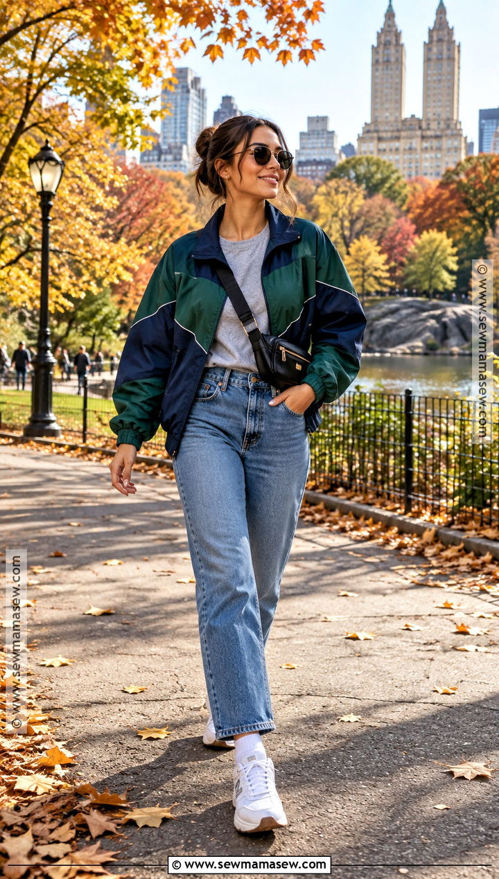 Windbreaker And Straight Leg Jeans Outfit - 15 Fall Outfits For Insta Pics