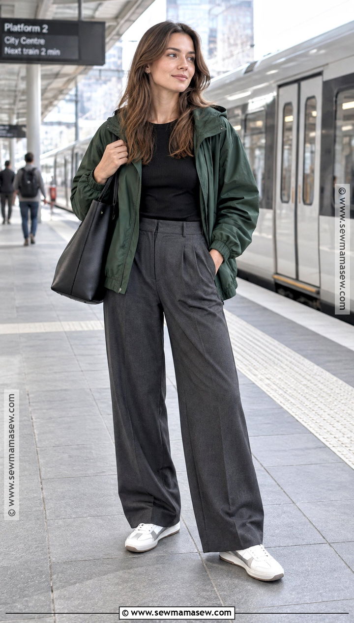 Windbreaker And Tailored Pants Autumn Outfit - 20 Autumn Outfit Ideas for Women
