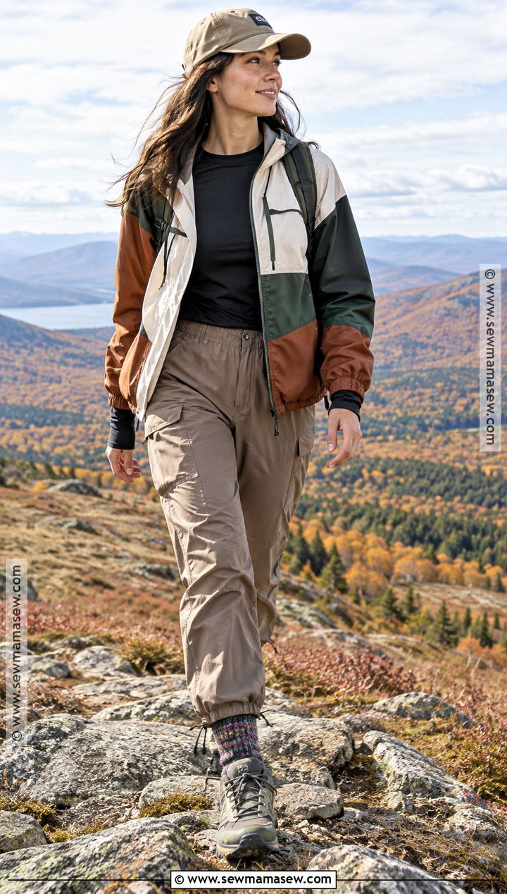 Windbreaker And Wide Leg Hiking Pants Outfit - 20 Cute Fall Hiking Outfits for Women