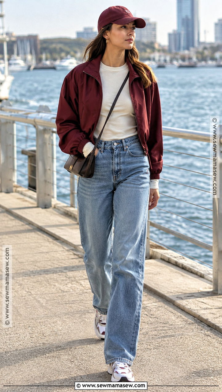 Windbreaker and Relaxed Jeans Fall Outfit - 25 cute fall outfits for women