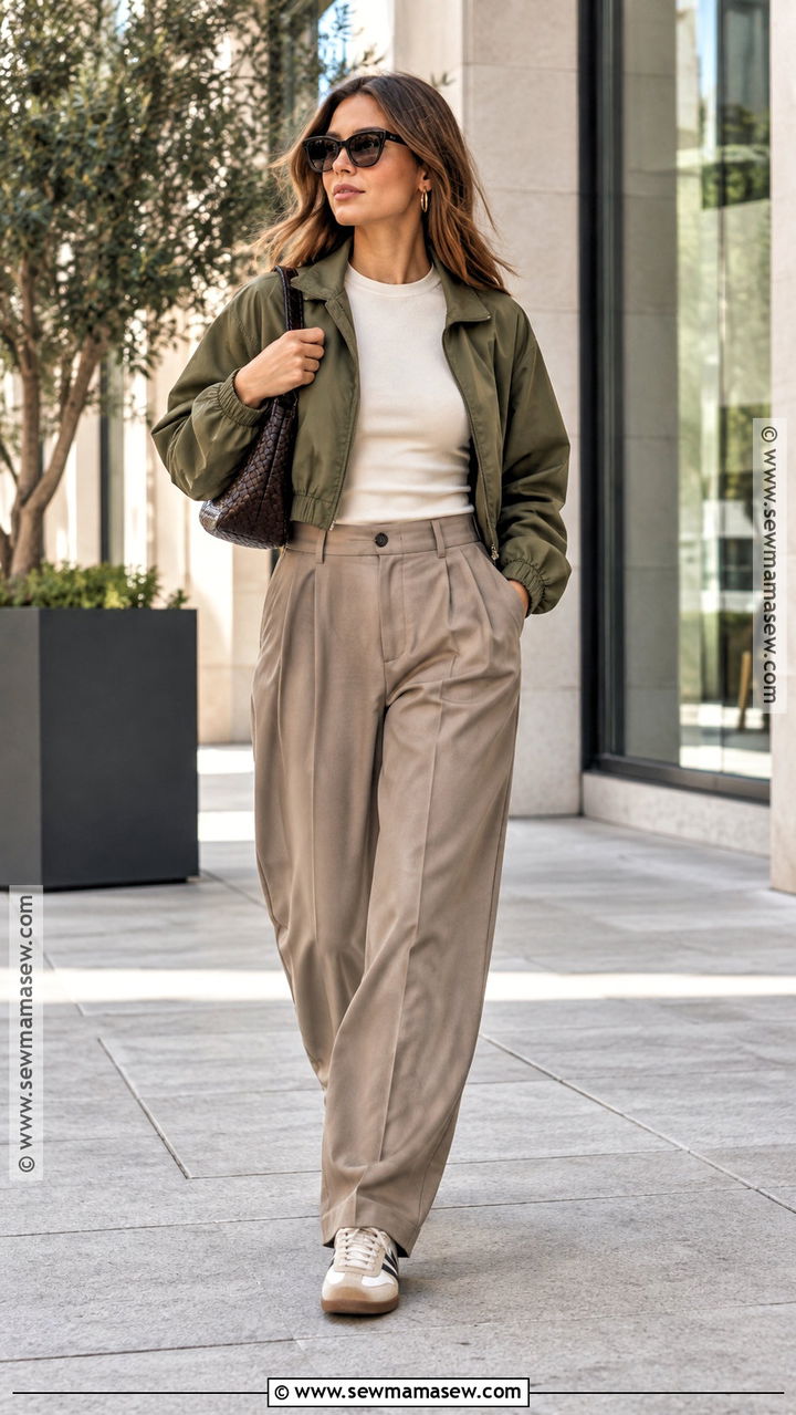 Windbreaker and Relaxed Trousers Fall Outfit - 20 fall vibe outfits
