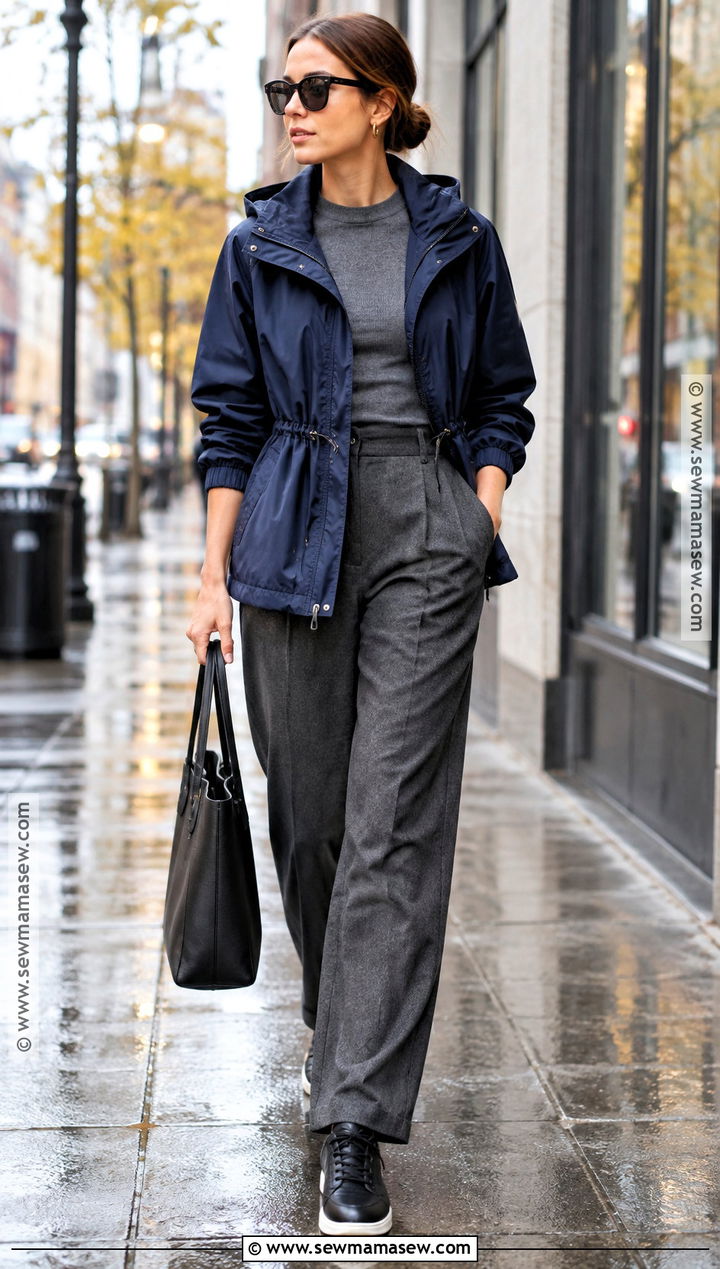 Windbreaker and Tailored Pants Fall Outfit - 20 perfect fall outfit ideas